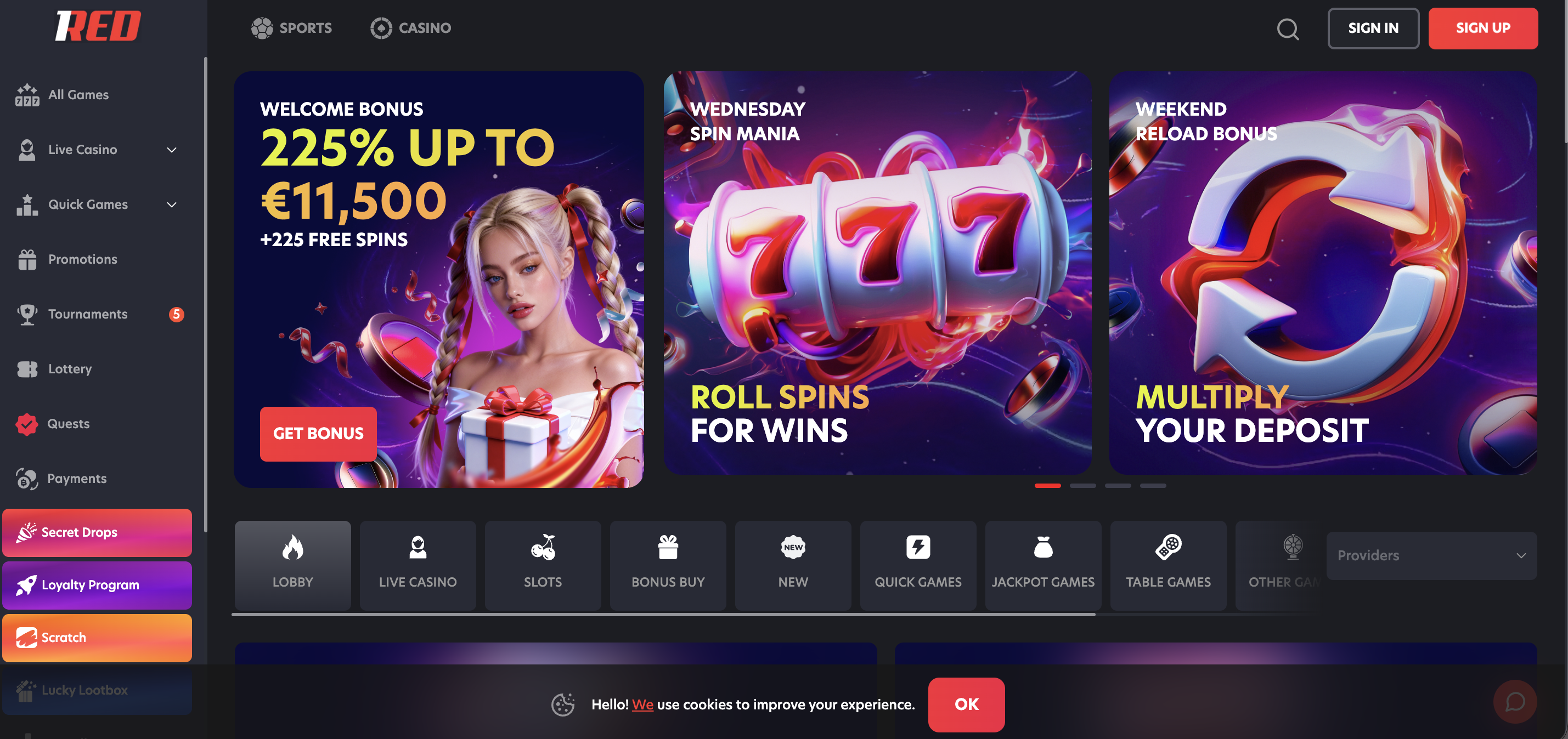 1Red Casino Screenshot
