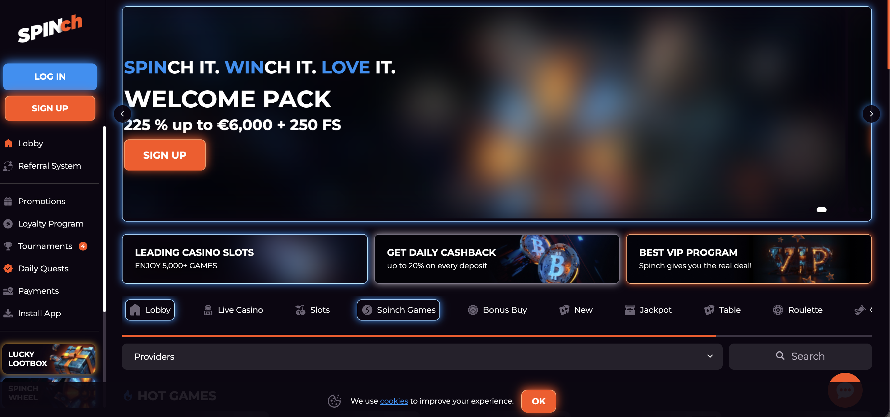 Spinch Casino Screenshot
